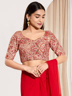 Joban Fashion Off White Cotton Padded Blouse With Sweetheart Neck Elbow Sleeves - Distacart