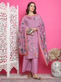 Jyoti Fashion Women's Purple Muslin Floral Print with Jari & Crystal work Kurta with Trouser & Dupatta
