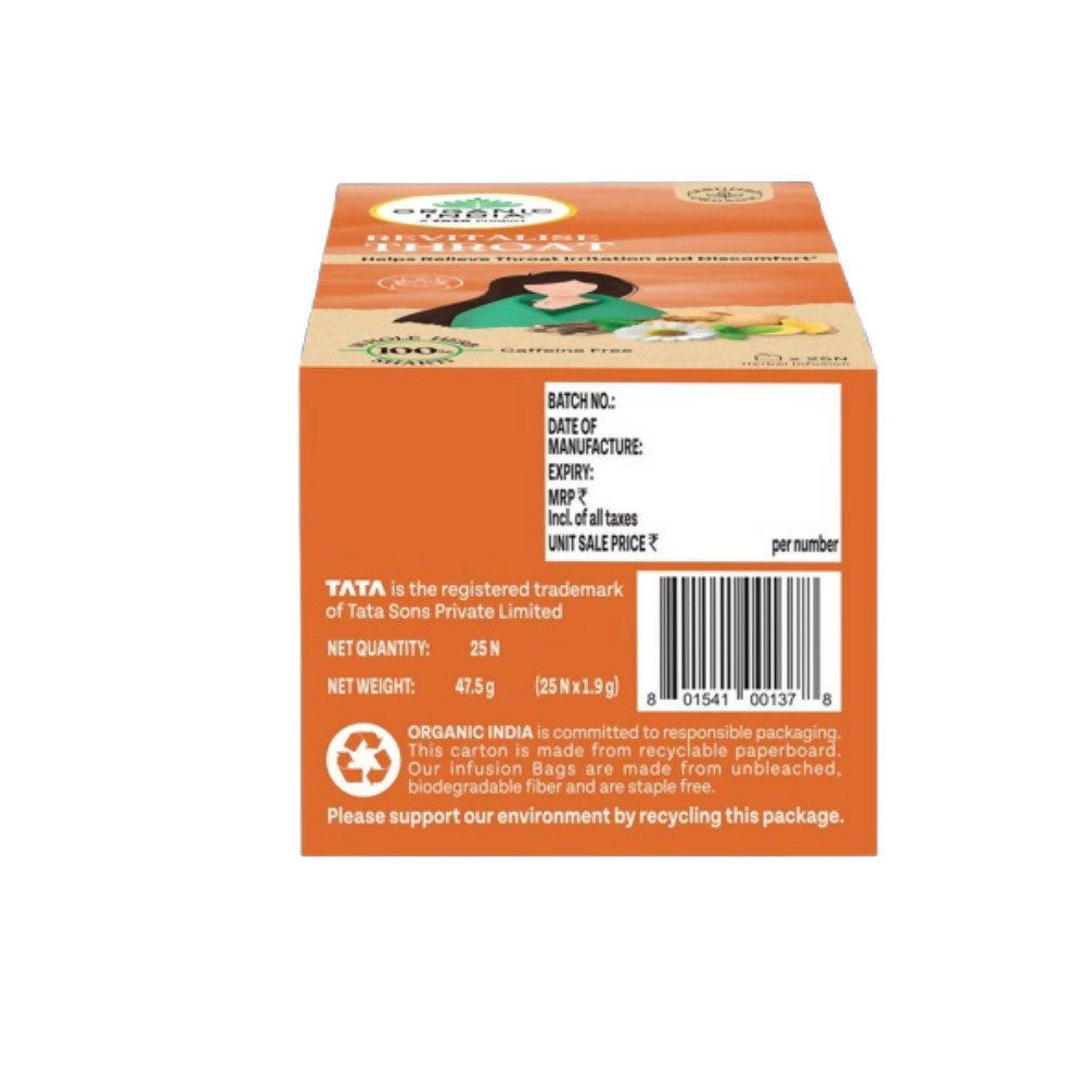 Organic India Revitalise Throat Teabags - Distacart