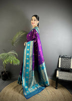 Joban Fashion Purple Banarasi Soft Silk Woven Butti Saree - Distacart