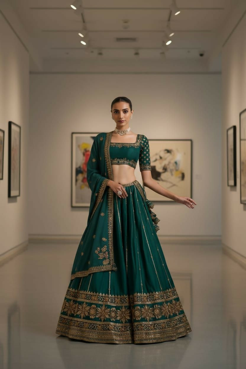 Lehenga Mart Designer Indian Wedding Lehenga Choli-Green - Distacart