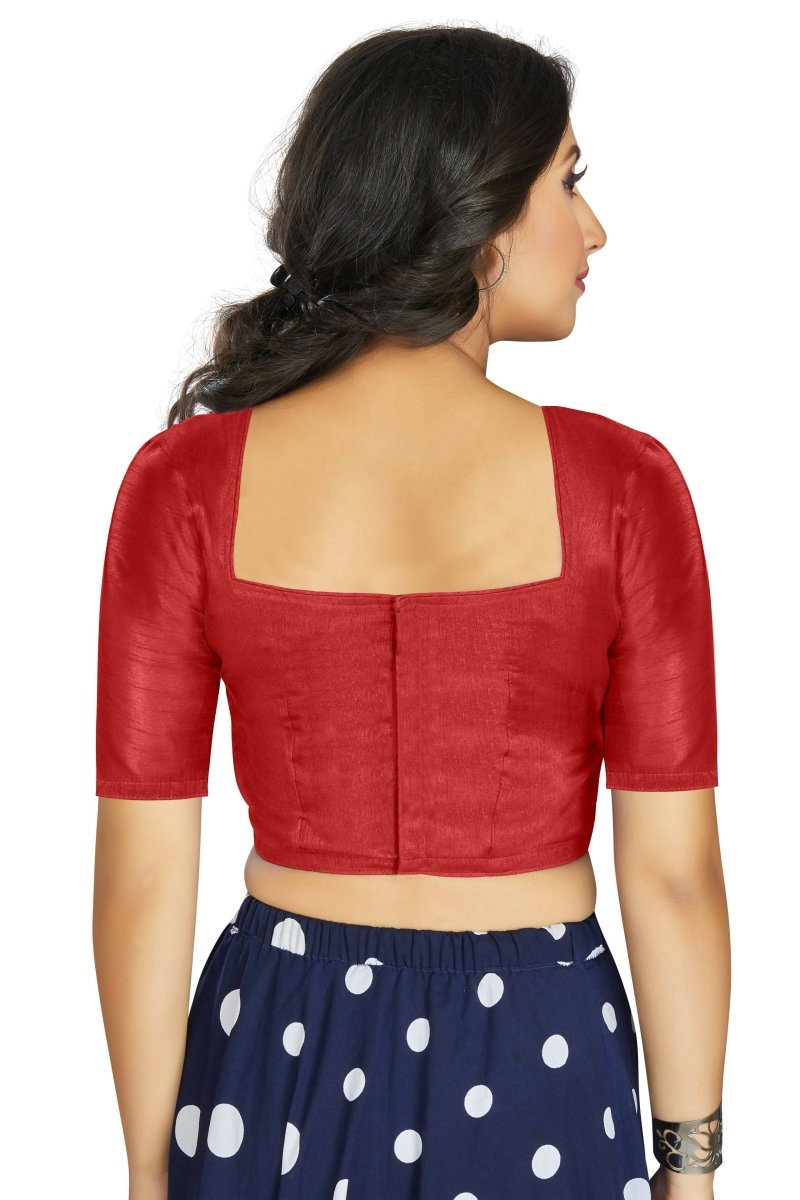 Aastha Fashion Women's Red Art Silk Designer Traditional Readymade Blouse