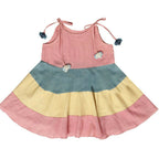 Mhyssa Sleeveless Flared Frock With Tie Ups - Pink