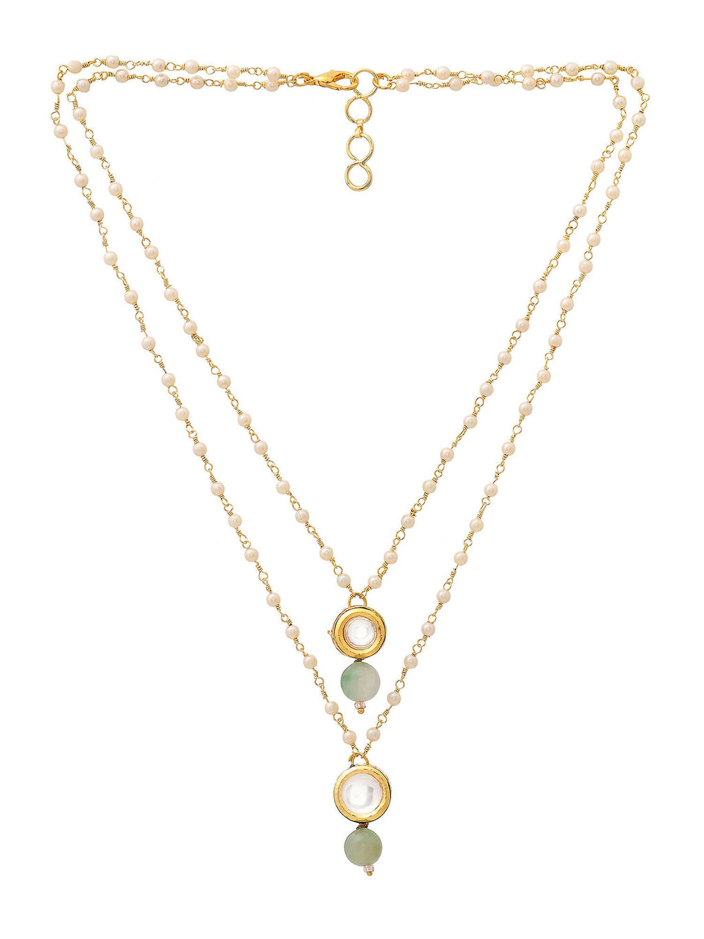 Ruby Raang Green Aventurine & Kundan Necklace