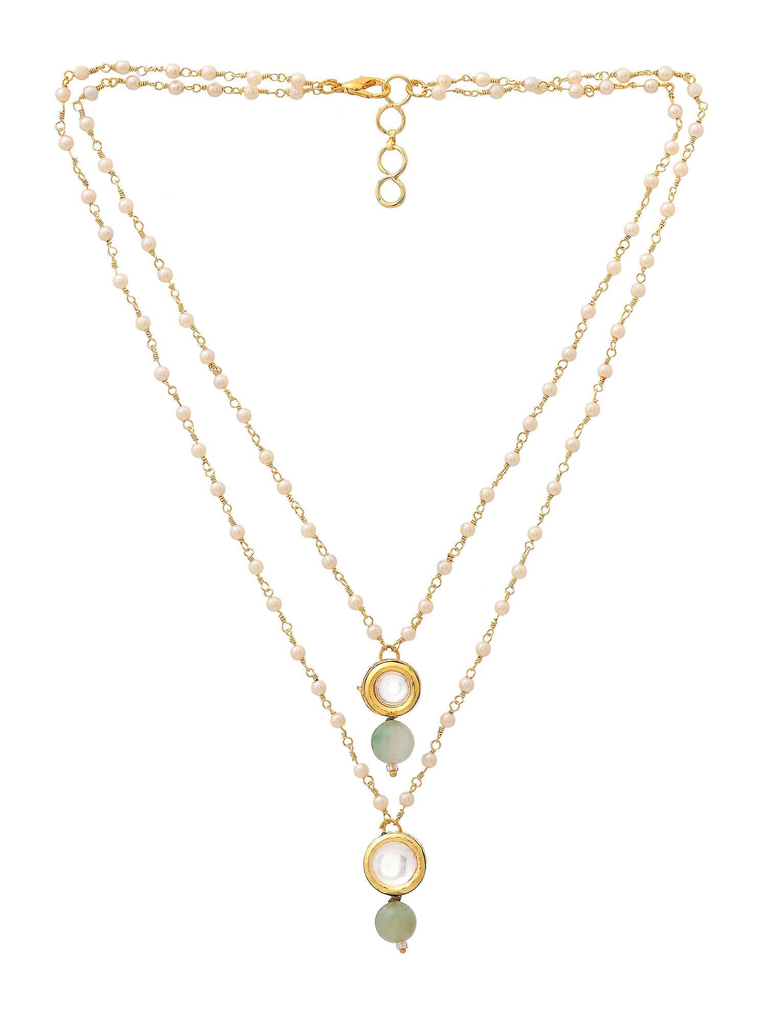 Ruby Raang Green Aventurine & Kundan Necklace