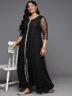 Ahalyaa Women's Traditional wear Ethnic Dress - Black - Distacart
