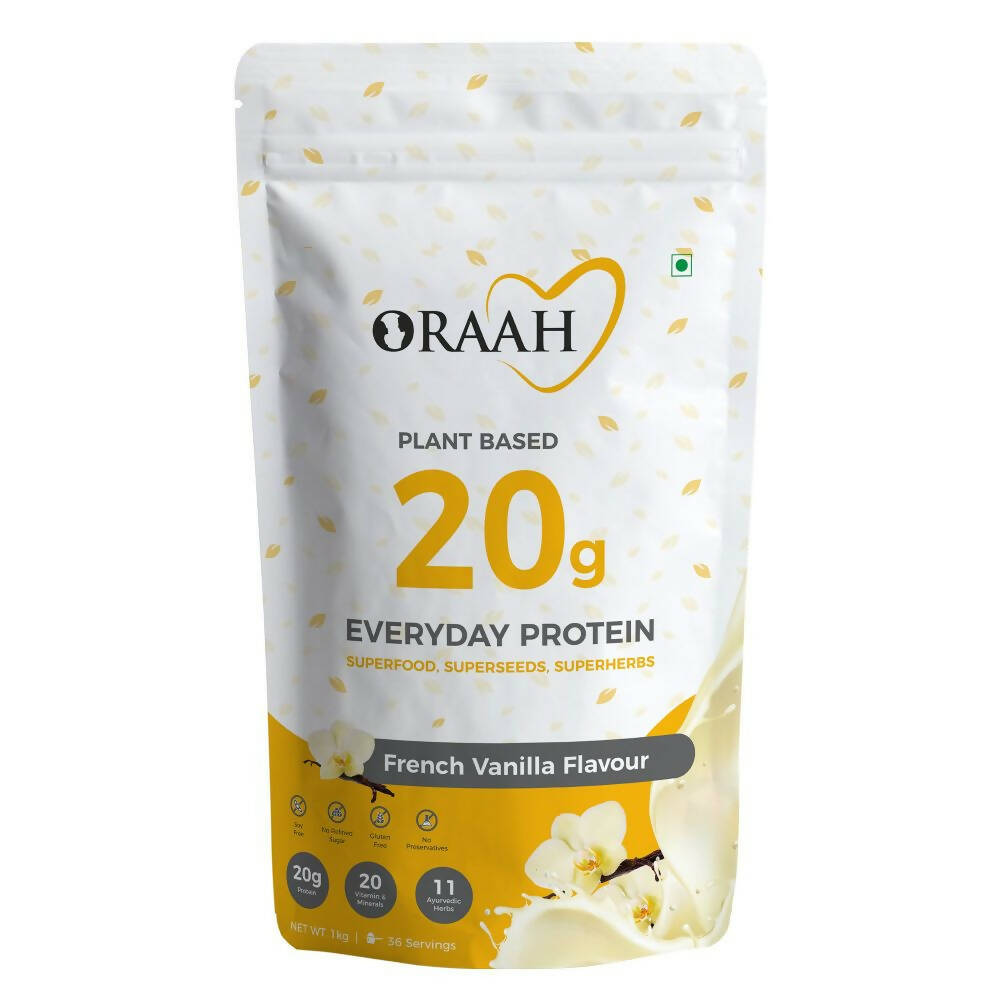 Oraah Plant Based Protein Powder Vanilla Flavor With Shaker