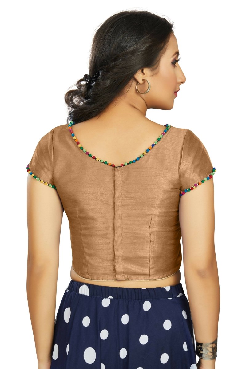 Aastha Fashion Women's Beige Art Silk Designer Party Wear Readymade Blouse