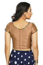 Aastha Fashion Women's Beige Art Silk Designer Party Wear Readymade Blouse