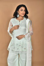 Morchari Women And Hand Embroidery Palazzo Set-Green
