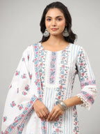 Juniper Women's Off-White Cambric Printed Stright Kurta Sets - Distacart