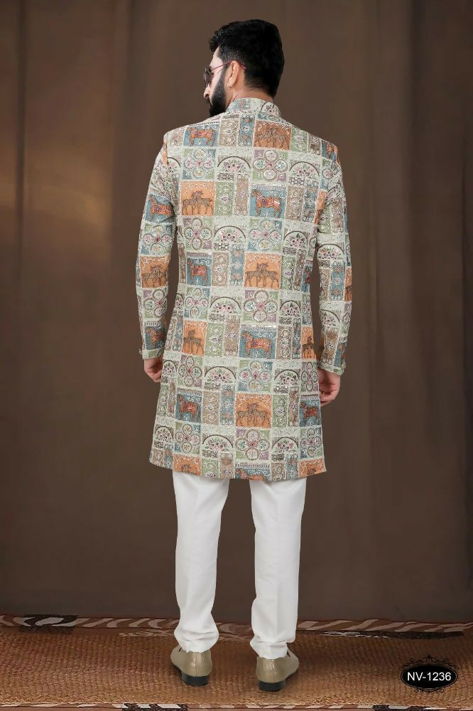 Joban Fashion Men's Base Pista(Multi Colours) Georgette Kurta with Pyjama