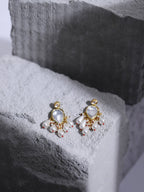 Gold-Toned White Kundan Contemporary Gold-Plated Drop Earrings - Ruby Raang - Distacart