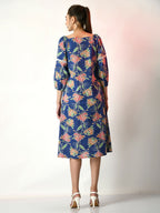 Myshka Women's Blue Printed Dress - Distacart