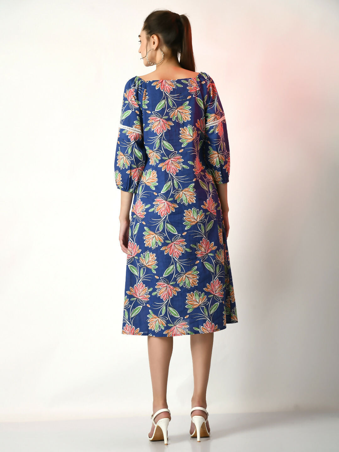 Myshka Women's Blue Printed Dress - Distacart