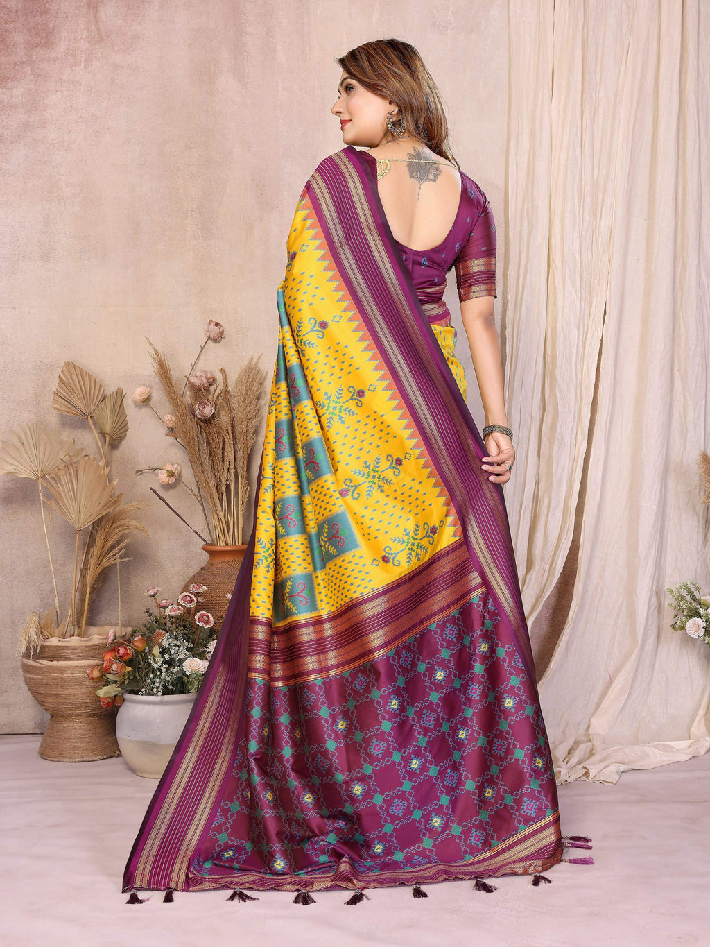 Aastha Fashion Yellow Soft Silk Weaving Saree - Distacart