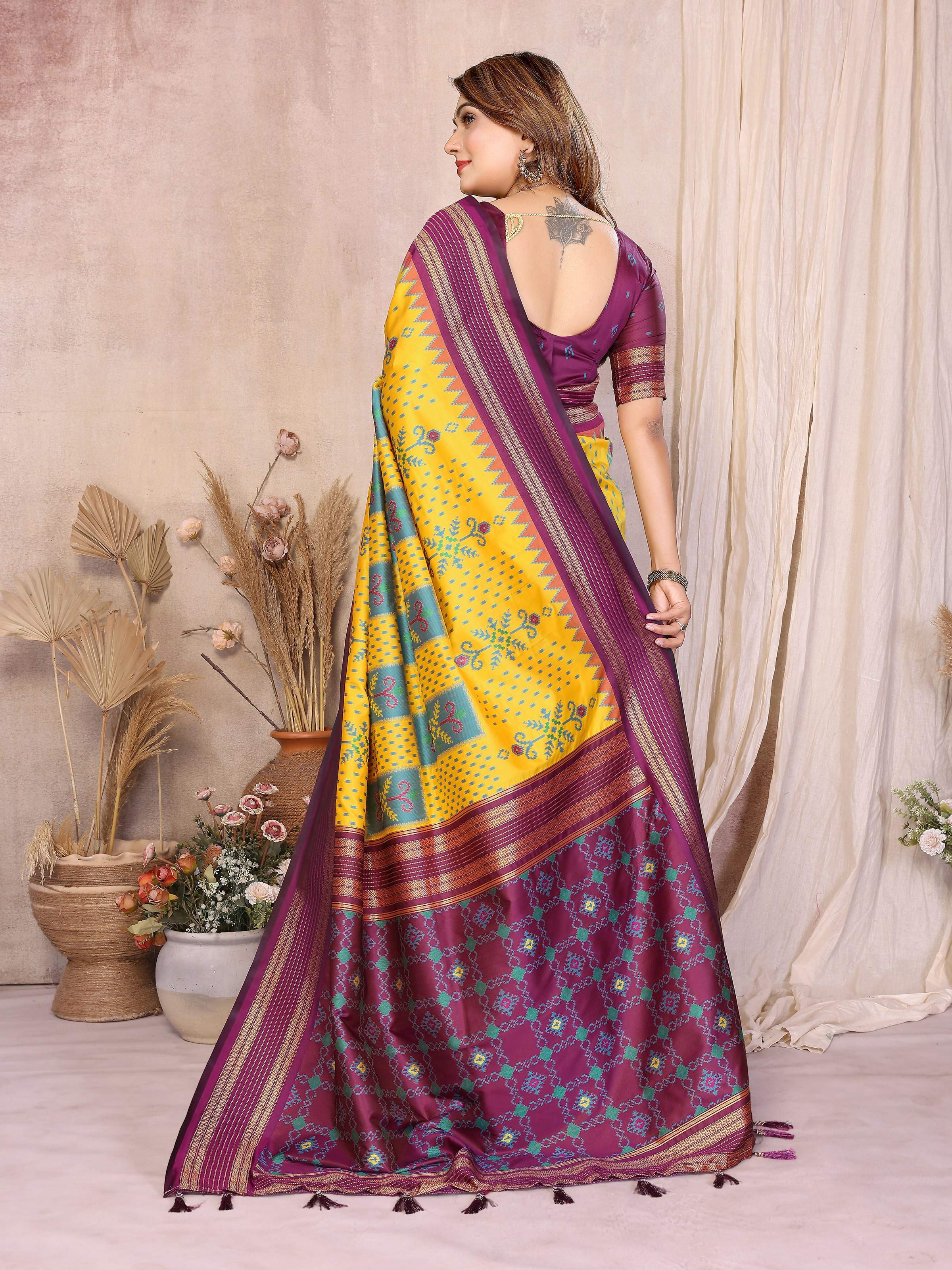 Aastha Fashion Yellow Soft Silk Weaving Saree - Distacart
