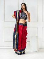 Amodini Designer Studio Women's Banarsi Brocade Sleeveless Blue Blouse
