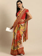 Ahalyaa Women's Traditional Semi Stitch Saree - Yellow