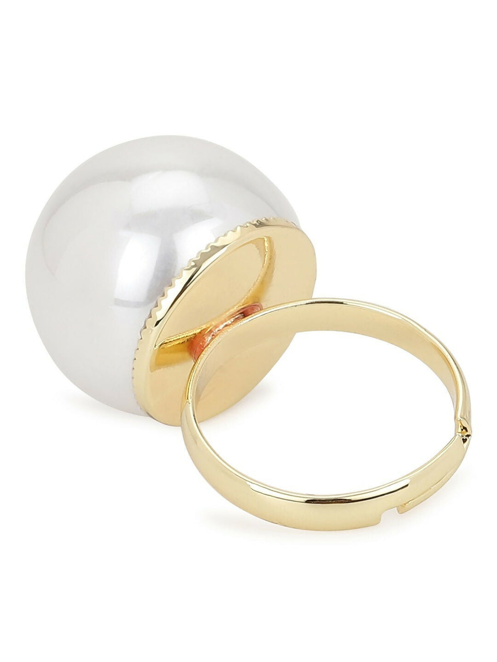 White Pearl Adjustable Ring- Ruby Raang