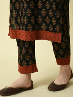 Myshka Women's Black Printed Kurta With Trouser
