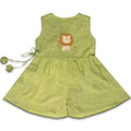 Mhyssa Green V Neck Short Jumpsuit With Front Overlap Tie-Up For Kids