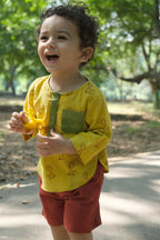 Mhyssa Ricco Full Sleeve Yellow T-shirt with Red Short Set For Kids