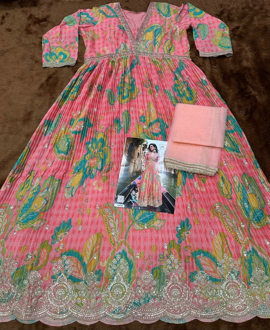 Anaita Pink Chinon Silk Readymade Anarkali Suit with Embroidery Work - Distacart