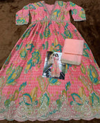 Anaita Pink Chinon Silk Readymade Anarkali Suit with Embroidery Work - Distacart