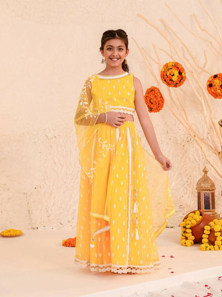 Joban Fashion Girl's Yellow Color Lehenga Choli