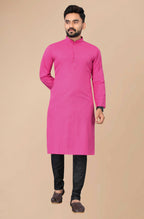Men's Pink Striped Cotton Kurta - Mahotsav