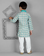 Joban Fashion Kids Island Cotton Full Sleeves Striped Kurta and Pyjama- Teal Blue - Distacart