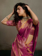 Shree Shyam Fashion Magenta Tissue Silk Saree - Distacart