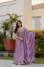 Teeya Creation Lavender Color Vichitra Silk Designer Party Wear long Gown - Distacart