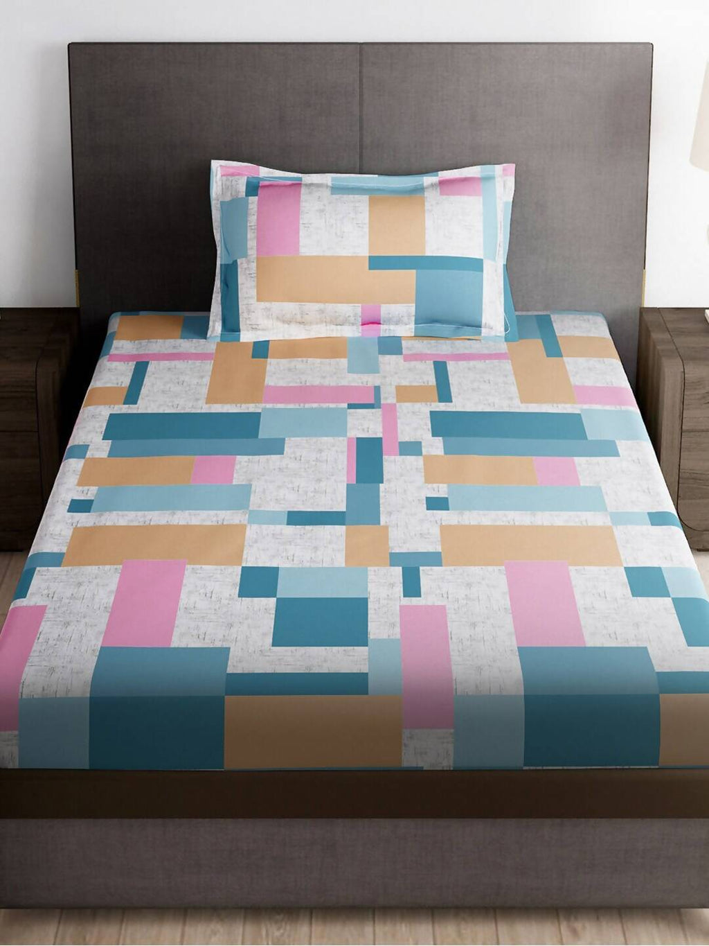 Story@home Arena Grey & White Printed 180 TC Bedsheet & Pillow Covers - Distacart