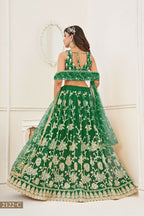 Eilara Women'S Green Butterfly Net With Sequins And Embroidery Work Lehenga Choli For Wedding