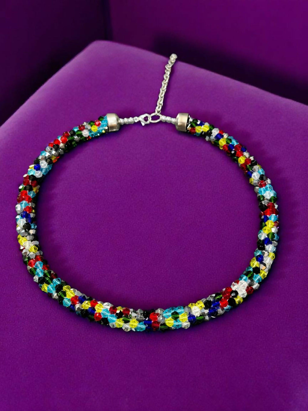 Inhanns Noor-E-Jalwa – Handmade Crystal Bead Necklace -Adjustable - Multi Colour Only Necklace