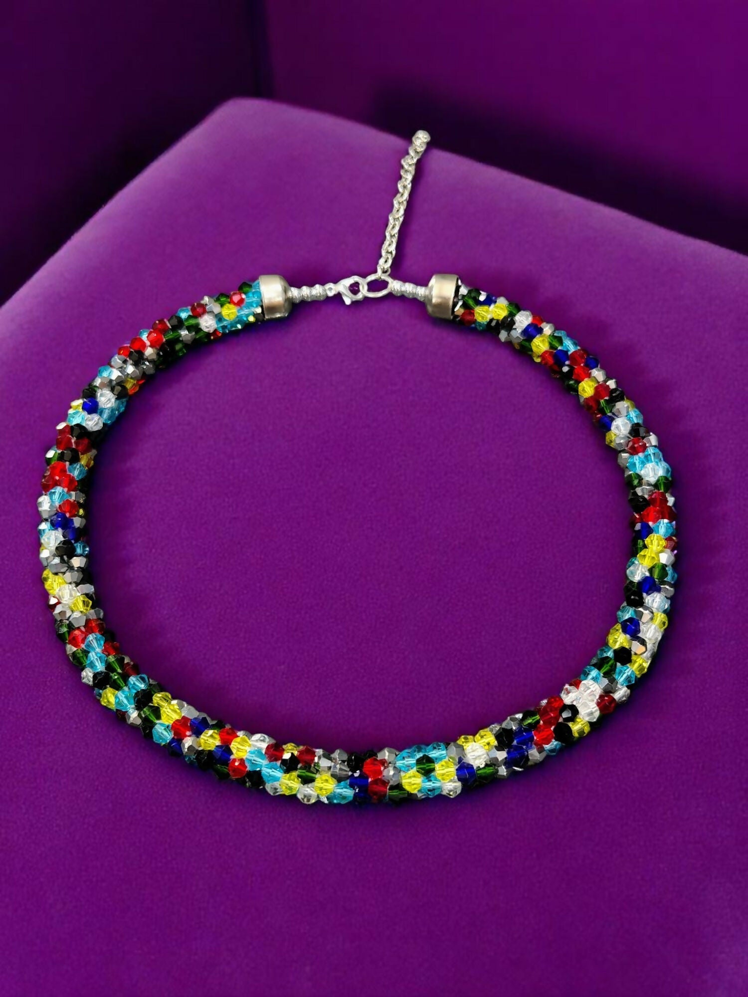 Inhanns Noor-E-Jalwa – Handmade Crystal Bead Necklace -Adjustable - Multi Colour Only Necklace