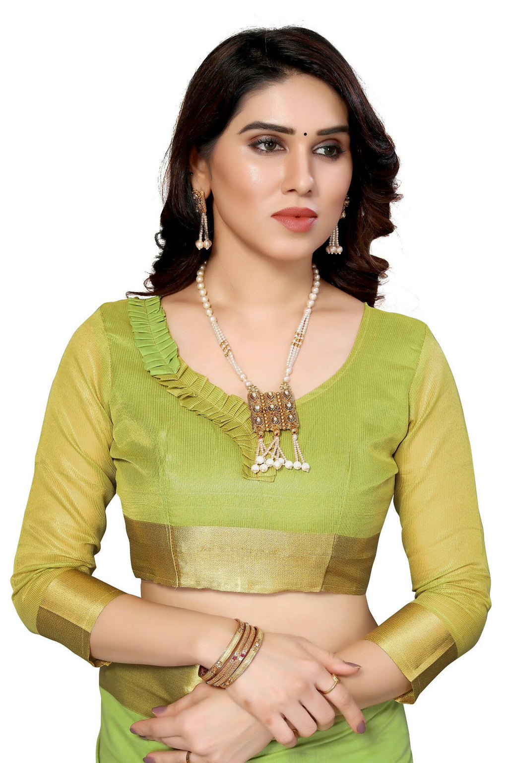 Vamika Green Cotton Polyester Silk Weaving Saree - Distacart