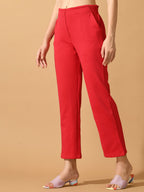Myshka Women's Pink Straight Fit Party Trouser