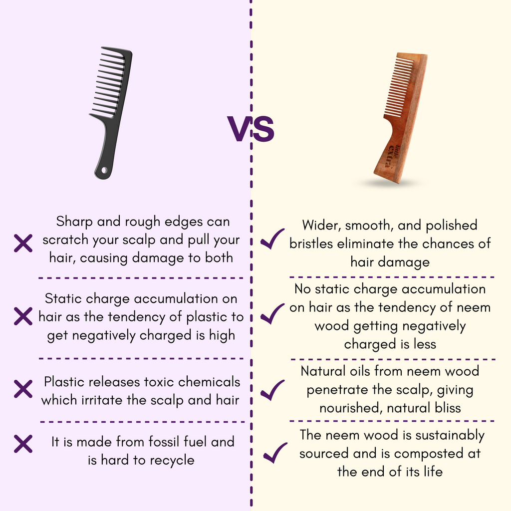 Little Extra Wooden Neem Comb For Hair Growth