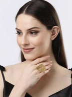 NVR Women Gold-Polished Solid Adjustable Finger Ring