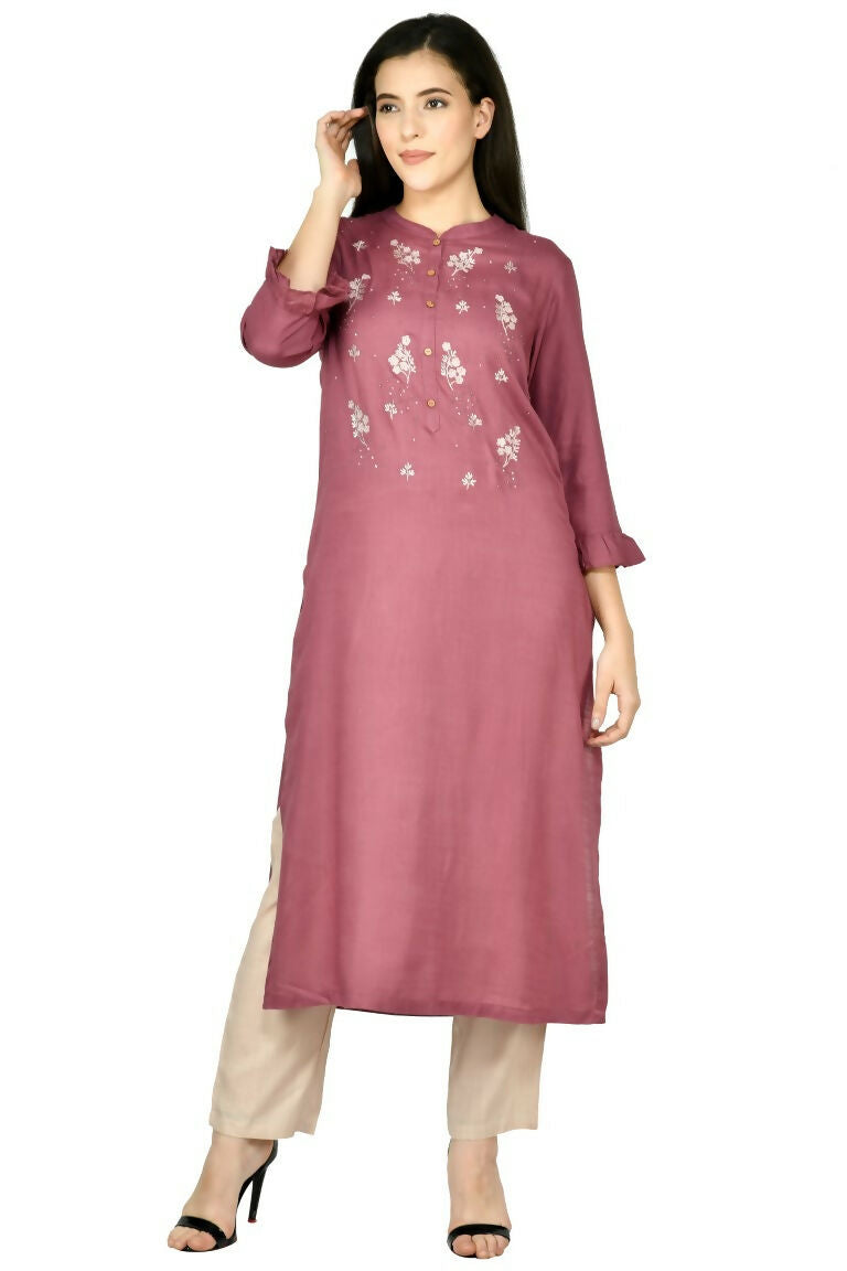 Joban Fashion Wine Cotton Rayon Kurta Set
