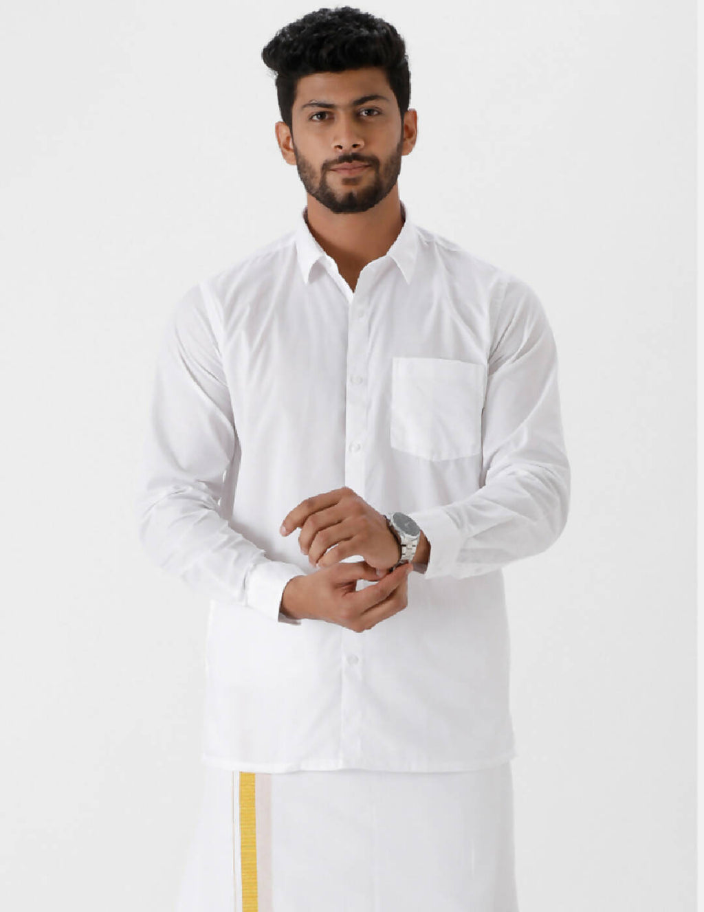 Ramraj Cotton Mens Full Sleeve White Shirt Plus Size - Luxury Cotton