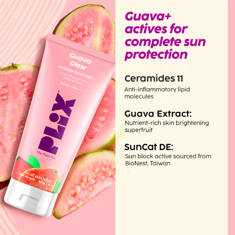 PLIX The Plant Fix Guava Glow Regime With Cleanser With 10% Vitamin C Serum & Invisible Sunscreen