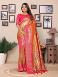 Aastha Fashion Orange Tissue Silk Weaving Saree - Distacart