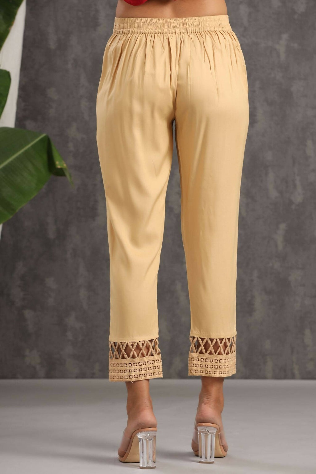 Juniper Women Gold Rayon Solid Slim Fit Pant/Slim Pant - Distacart