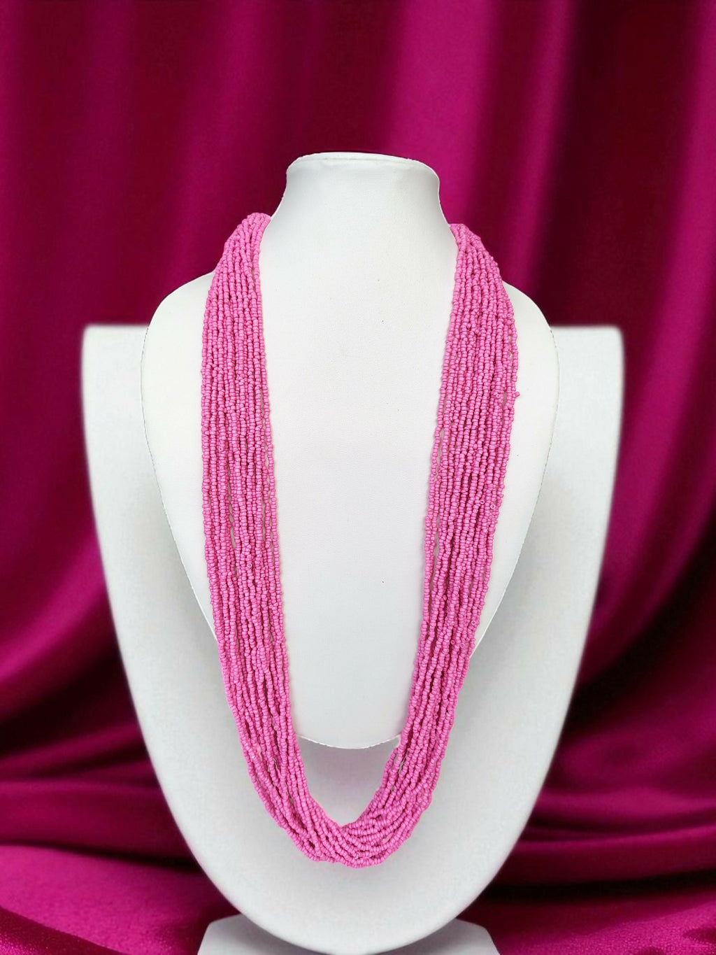 Inhanns Rangsaaz 20-Layer Luxe Long Beaded Only Necklace - Halka Pink