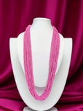 Inhanns Rangsaaz 20-Layer Luxe Long Beaded Only Necklace - Halka Pink