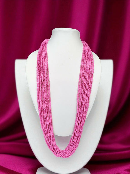 Inhanns Rangsaaz 20-Layer Luxe Long Beaded Only Necklace - Halka Pink